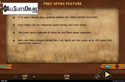 Paytable 3. Gringo Dineros from Sigma Gaming