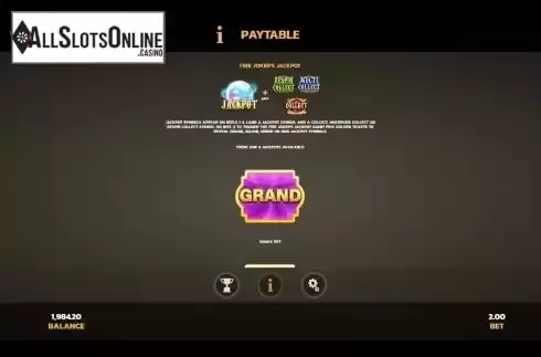 Fire Joker's Jackpot screen