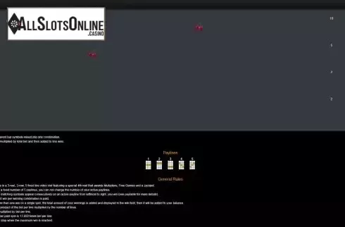 Paytable and paylines screen