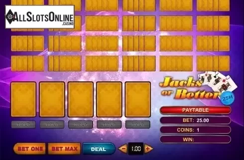 Reels screen. Jacks Or Better 25 Hands from GVG