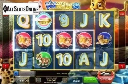 Win Screen. Kitty's Luck from Xplosive Slots Group