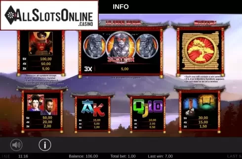 Paytable. Last Samurai from Lionline
