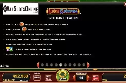 Free Game feature screen