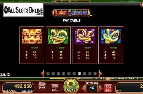 Paytable screen 2