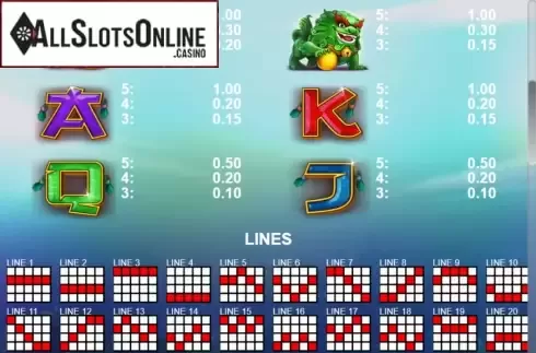 Paytable 2. More Dragons from Casino Technology
