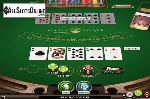 Game Screen. Oasis Poker Professional Series High Limit from NetEnt