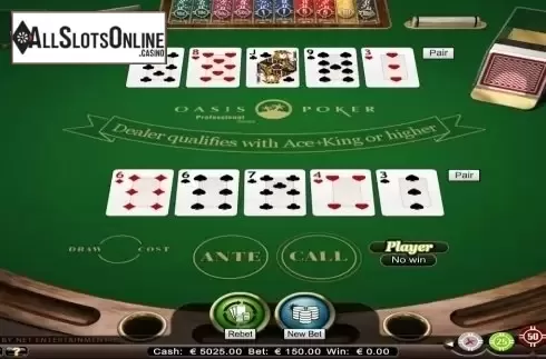 Game Screen. Oasis Poker Professional Series High Limit from NetEnt