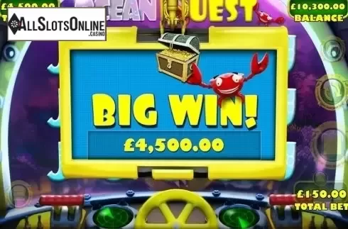 Big win screen. Ocean Quest from Games Warehouse