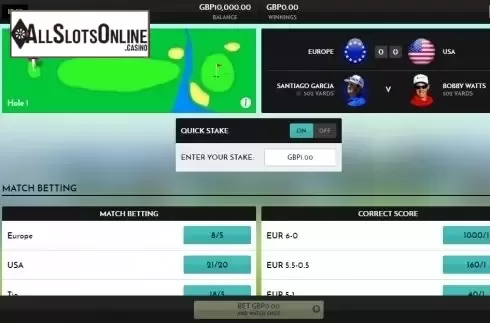 Reel screen. Rush Golf Live from Inspired Gaming