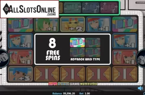 Win Free spins screen. Super Graphics Game Changer from Realistic