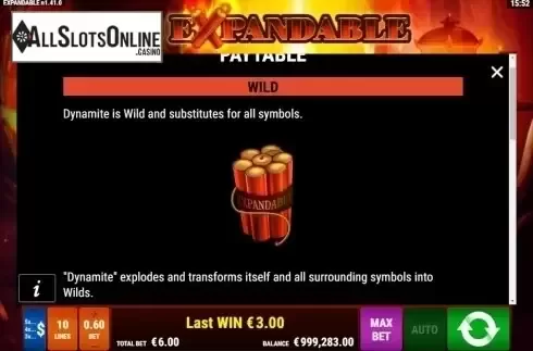 Paytable 1. The Expandable from Gamomat