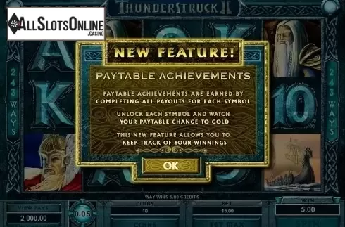 Intro screen. Thunderstruck II from Microgaming