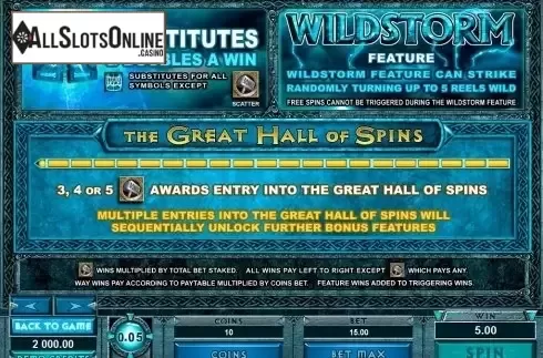 Paytable 1. Thunderstruck II from Microgaming