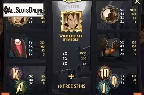 Paytable 1. Vampire Treasure from MGA