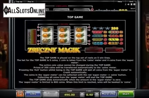 Paytable 4. Zrecnyk Magik® from Greentube