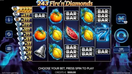 243 Fire'n'Diamonds slot screenshot 1