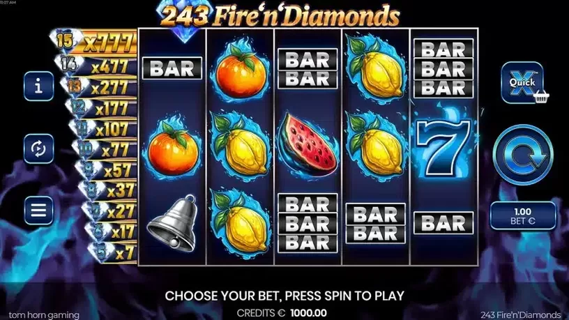 243 Fire'n'Diamonds slot screenshot 1