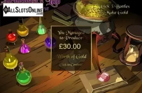 Bonus Game Win. Alchemists Lab from Playtech