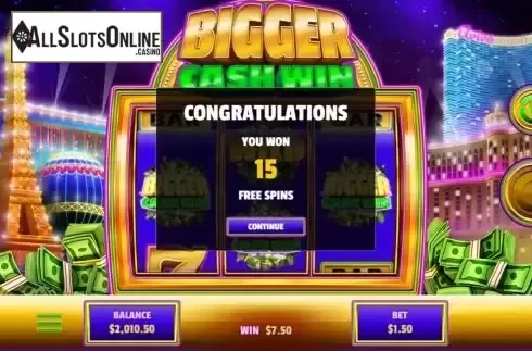 Free Spins screen