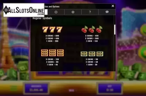 Pay Table screen