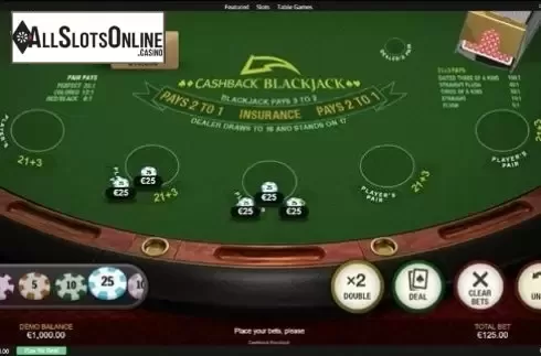 Game Screen. Cashback Blackjack (Playtech) from Playtech