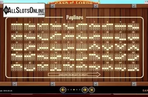 Paytable 3. Cash of Lords from GAMING1