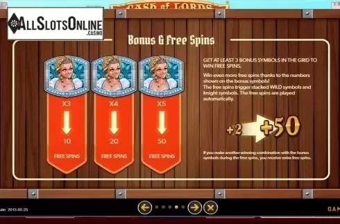 Paytable 4. Cash of Lords from GAMING1