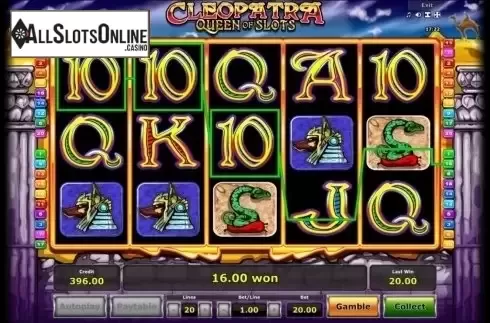 Win screen. Cleopatra Queen of Slots (Mazooma) from Mazooma