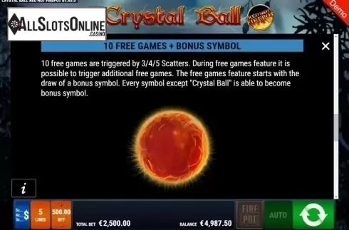 Features. Crystal Ball RHFP from Gamomat