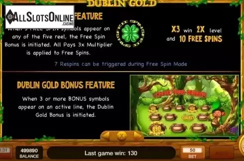 Game Features screen