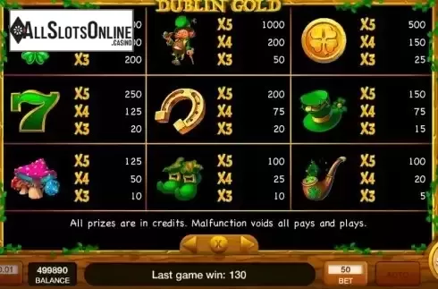 PayTable screen