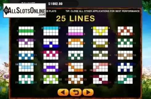 Paylines. Fantasy Garden from GMW