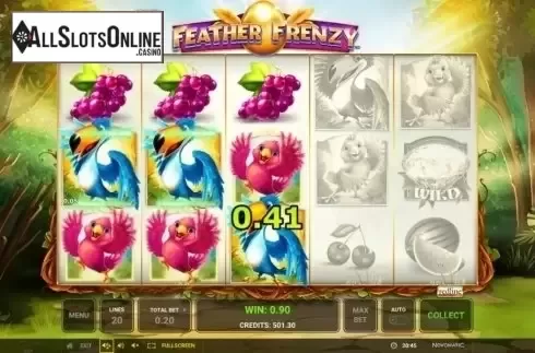 Win screen. Feather Frenzy from Greentube