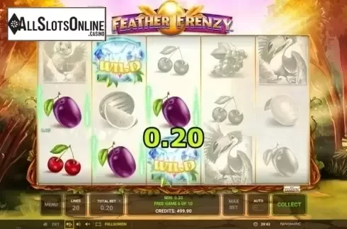 Bonuse Game Win screen. Feather Frenzy from Greentube