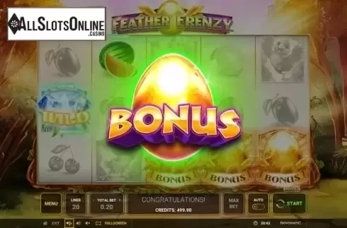 Bonus screen. Feather Frenzy from Greentube