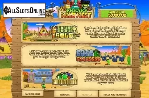 Paytable 2. Freaky Wild West from GamesOS