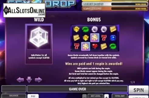 Paytable 1. Gem Drop from Play'n Go