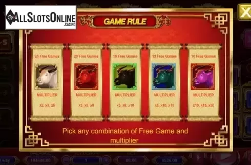 Free Game and Multiplier screen
