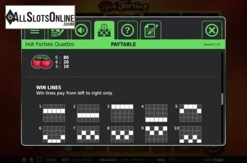 Paylines 1. Hot Forties Quattro from StakeLogic