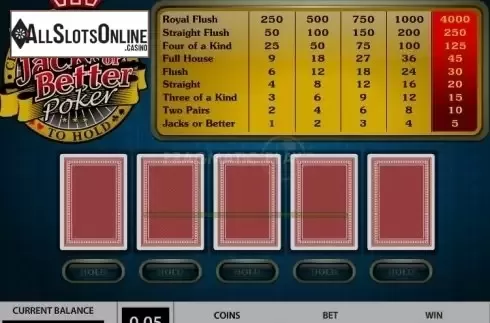 Game Screen 1. Jacks or Better (Pragmatic) from Pragmatic Play