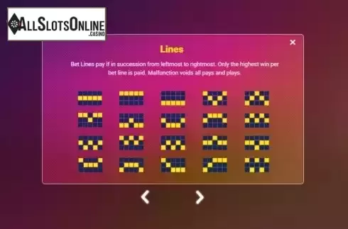 Paylines screen