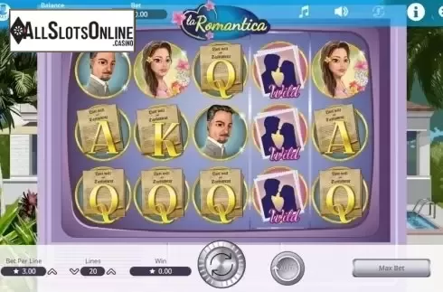 Reels screen. La Romantica from Booming Games