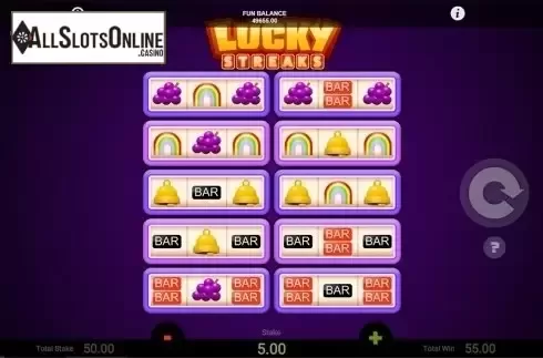 Bonus game screen. Lucky Streaks (1X2gaming) from 1X2gaming