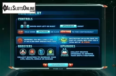 Screen3. Max Damage and the Alien Attack from Microgaming