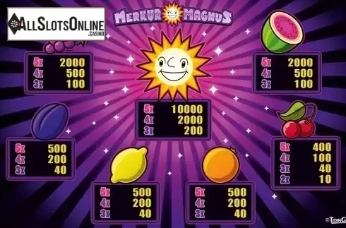 Paytable 1. Merkur Magnus HD from Merkur