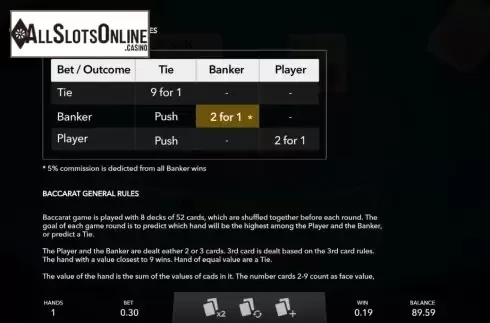 Game Screen 1. Mini Baccarat (Mascot Gaming) from Mascot Gaming
