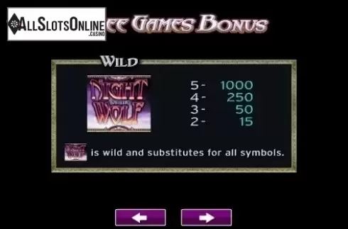Paytable 1. Night of the Wolf from High 5 Games
