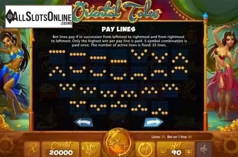 Paytable 3. Oriental Tales from X Card