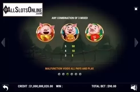 Paytable 3. Piggy Chase from Slot Factory