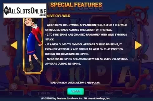 Wild Feature Screen. Popeye Slots from Spieldev